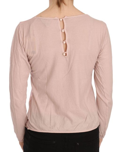 Pink Memories Pink Lace See Through Long Sleeve Top Blouse