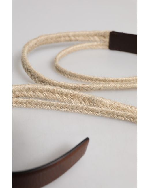 Dolce & Gabbana Brown Jute Leather Woven Metal Buckle Belt for men