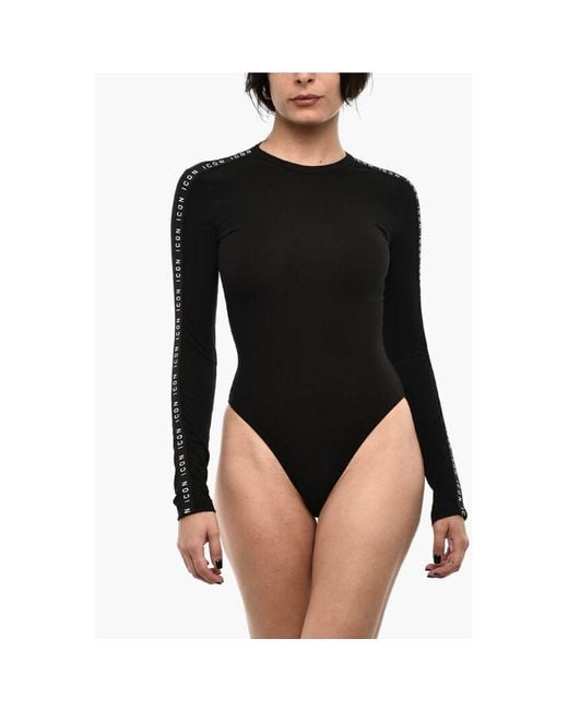 DSquared² Black Long Sleeve Underwear Top With Side Logo
