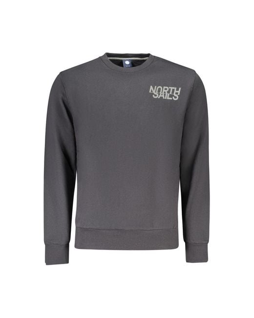 North Sails Gray Black Cotton Men's Sweatshirt for men