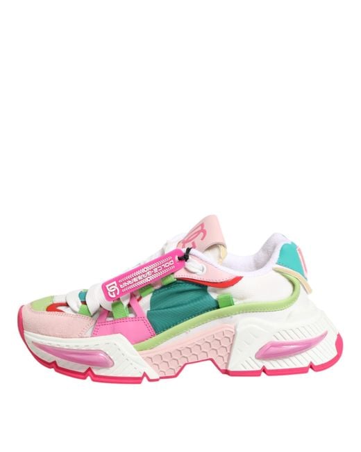 Dolce & Gabbana Pink Multicolor Leather Airmaster Low Top Sneaker Shoes