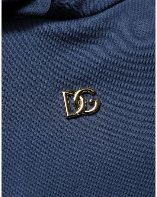 Dolce & Gabbana Blue Cotton Coral Logo Hooded Sweatshirt Sweater Clothing for men