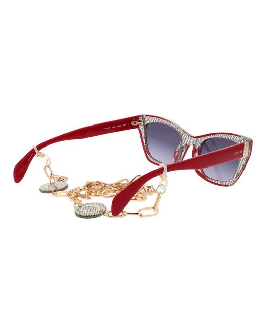 Guess Red Multicolor Plastic Sunglasses