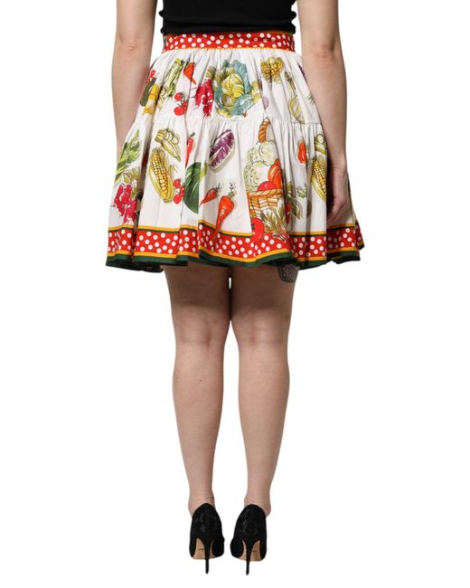 Dolce & Gabbana Multicolor Vegetable Print Short Poplin Mini Skirt