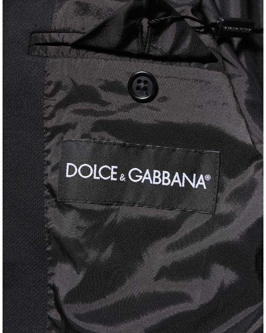Dolce & Gabbana Black Dark Blue Cotton Men Jacket Coat Blazer Suit for men