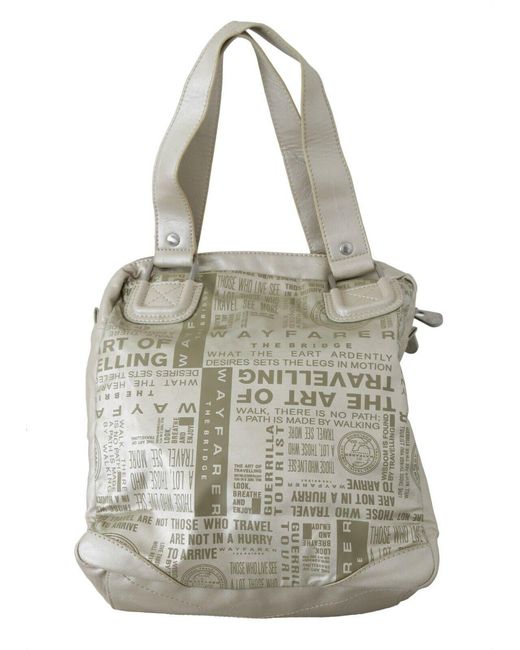 WAYFARER Gray White Printed Handbag Shoulder Fabric Purse