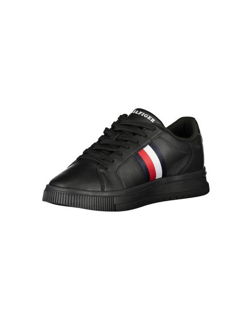 Tommy Hilfiger Black Sleek Sneakers With Contrast Details for men