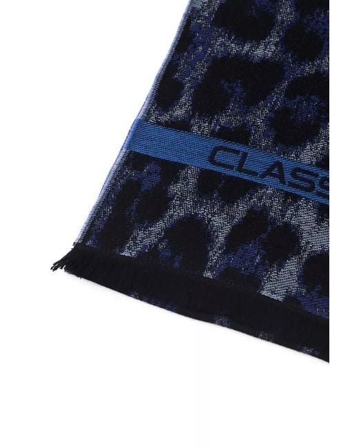 Roberto Cavalli Blue Animalier Fantasy Logo Luxury Scarf for men