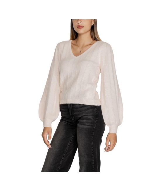 Guess White Pink Polyester Sweater