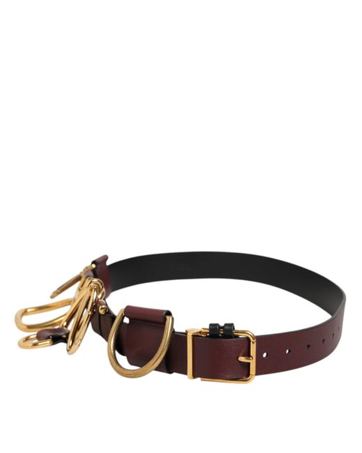 Dolce & Gabbana Multicolor Brown Key Ring Clip Attachments Buckle Belt for men