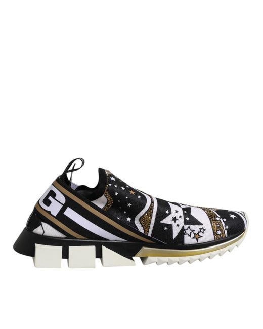 Dolce & Gabbana Black Multicolor Sorrento Low Top Sneakers Shoes for men