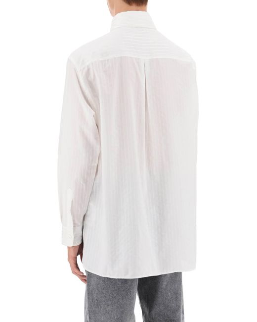 Etro White Striped Shirt With Scarf Collar for men