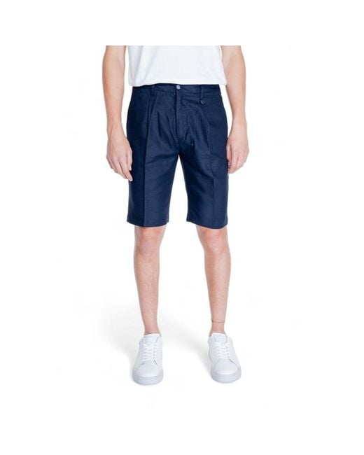 Antony Morato Blue Linen Bermuda Shorts for men