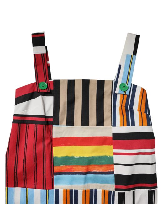 Dolce & Gabbana Red Multicolor Cotton Stripe Sleeveless Dress for men