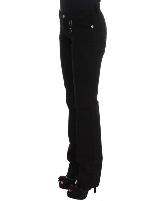 CoSTUME NATIONAL Cotton Slim Fit Bootcut Jeans Black Sig30120