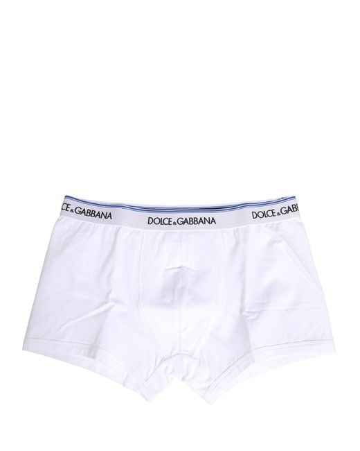 Dolce & Gabbana White Logo Waistband Regular Boxer Underwear Cotton Elastane Clothing for men