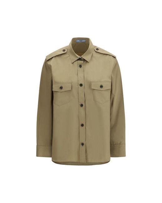 Prada Green Beige Cotton Shirt