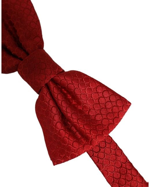 Dolce & Gabbana Men Red 100% Silk Adjustable Neck Papillon Bow Tie for men