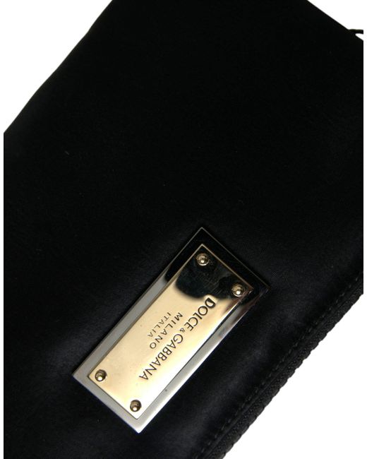 Dolce & Gabbana Black Elegant Nylon Leather Pouch With Details