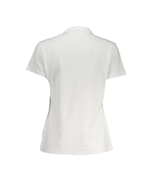 K-Way White Chic V-Neck Cotton Tee With Iconic Appliqué