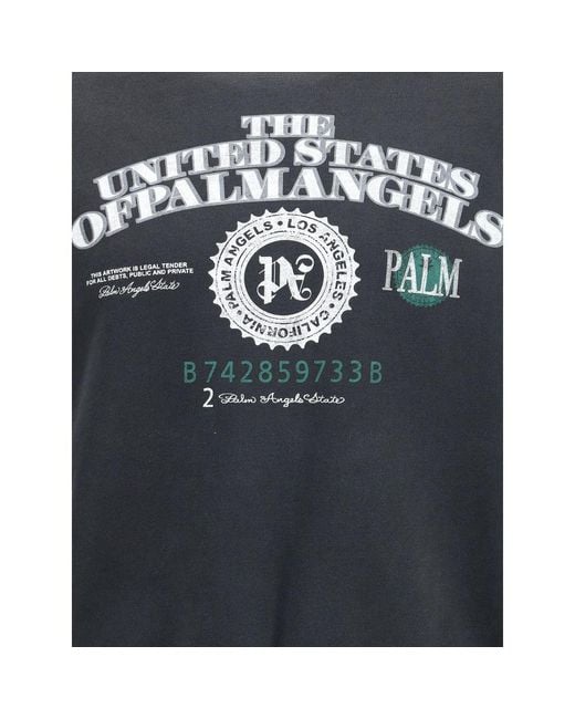 Palm Angels Blue Dollar Loose Crew Vintage Sweatshir for men