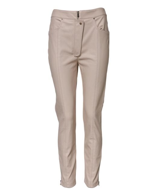 Elisabetta Franchi Gray Beige High Waist Tapered Pants