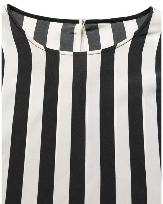 Dolce & Gabbana Black White Stripes Round Neck Blouse Top