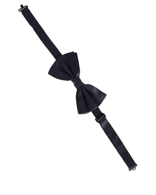 Dolce & Gabbana Dark Blue 100% Silk Adjustable Neck Papillon Bow Tie for men