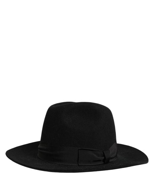 Dolce & Gabbana Men Black Classic Wide Brim Fedora Capello Hat