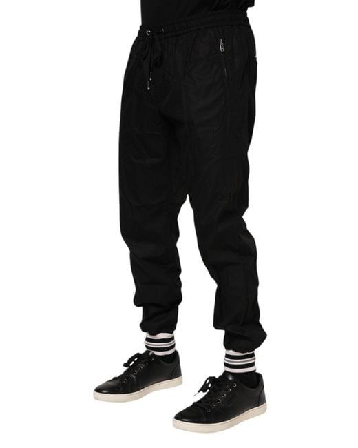 Dolce & Gabbana Black Drawstring Waist Track Pants for men