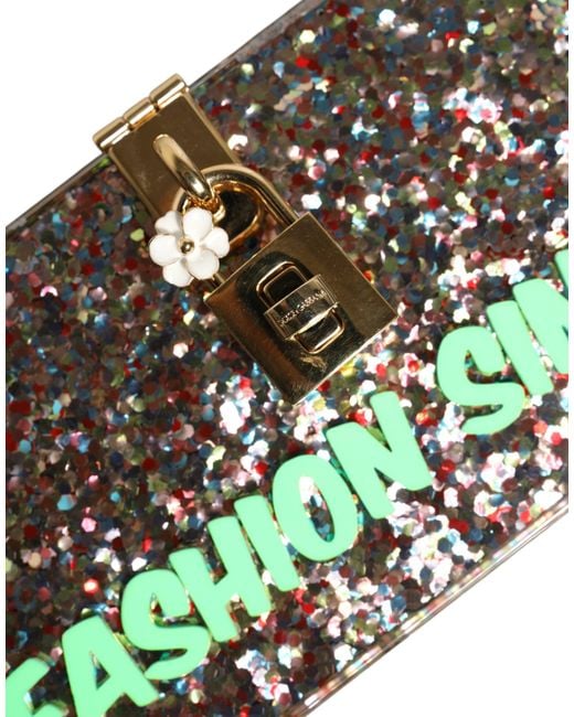 Dolce & Gabbana Metallic Multicolor Pursebox Fashion Sinner Glitter Crossbody Bag
