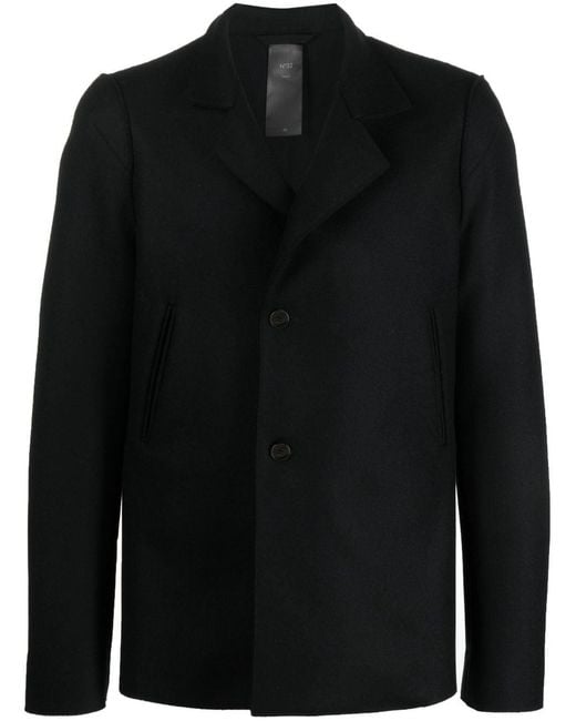 SAPIO Black Double-Breasted Cotton-Wool Blazer for men
