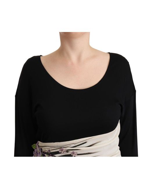Roberto Cavalli Black Elegant Sheath Long Sleeve Boat Neck Dress