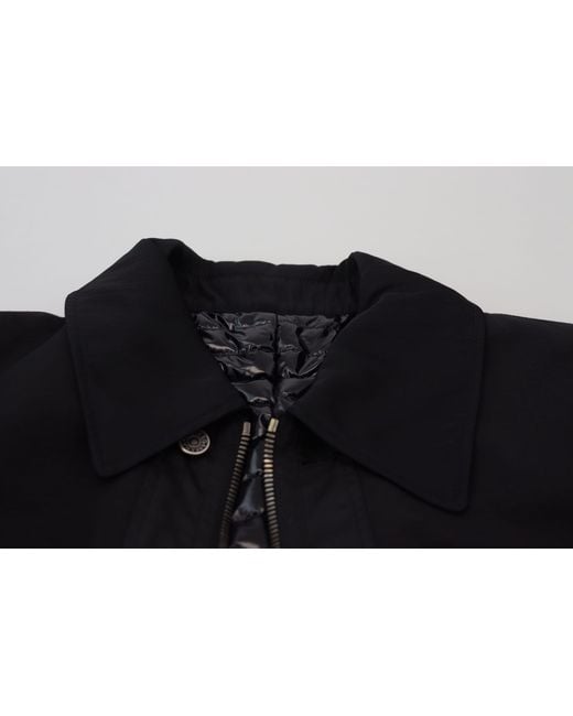 Dolce & Gabbana Black Wool Collared Full Zip Jacket for men