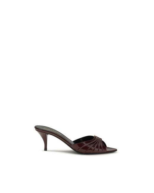 Saint Laurent Multicolor Bordeaux Calf Leather Bos Taurus Stiletto Heel Sandals