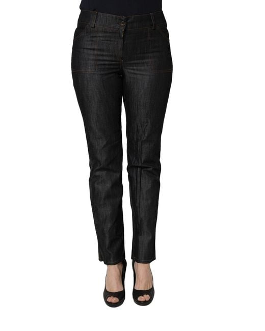 Bencivenga Black Cotton Mid Waist Skinny Denim Trouser Jeans
