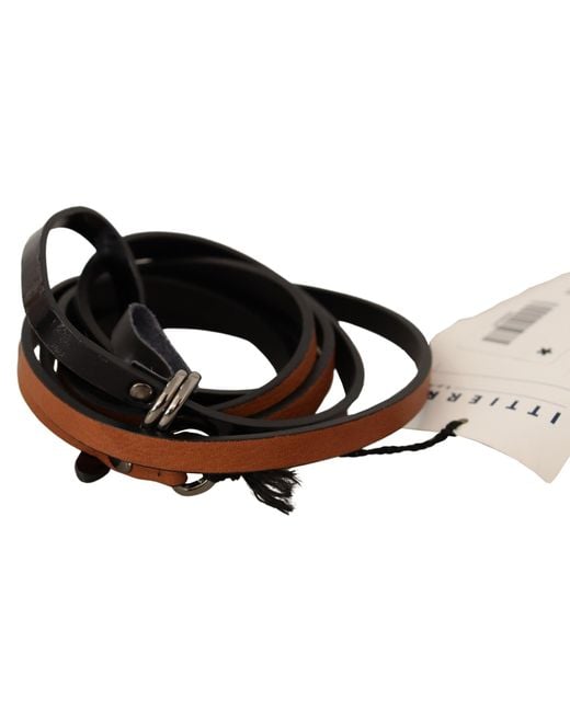 CoSTUME NATIONAL Black Leather Silver Tone Buckle Belt