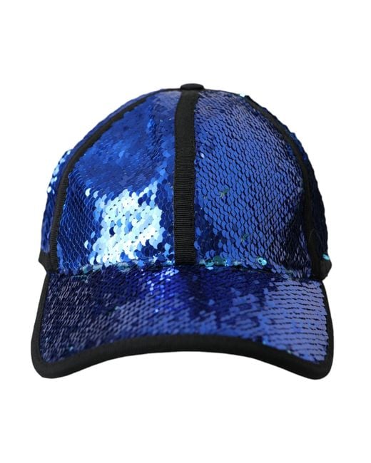 Dolce & Gabbana Blue Royal Sequin Baseball Hat for men