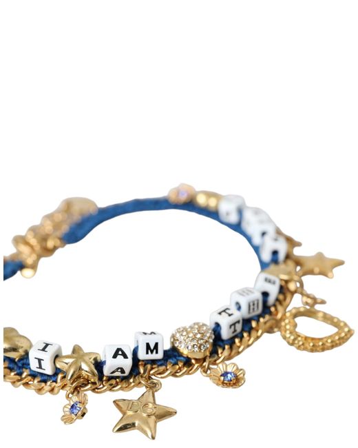 Dolce & Gabbana Metallic Gold Tone Brass Chain Iam The Star Bracelet