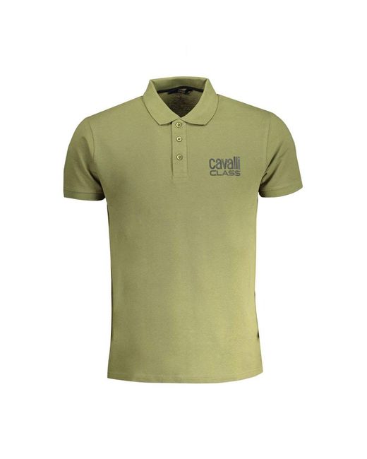 Roberto Cavalli Green Cotton Polo Shirt for men