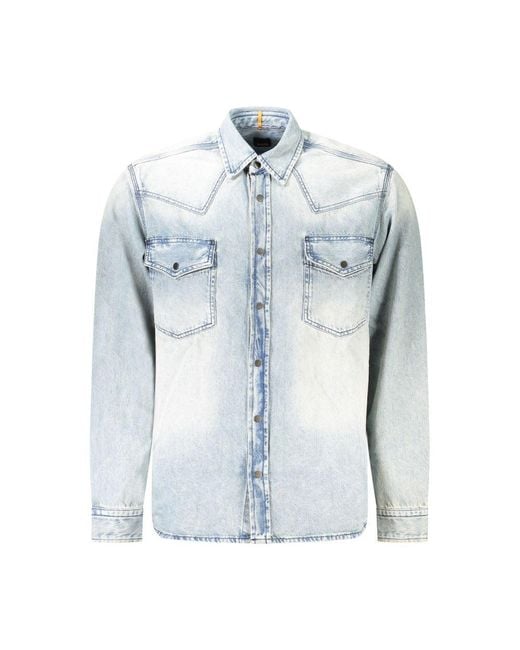 Boss Blue Cotton Shirt for men
