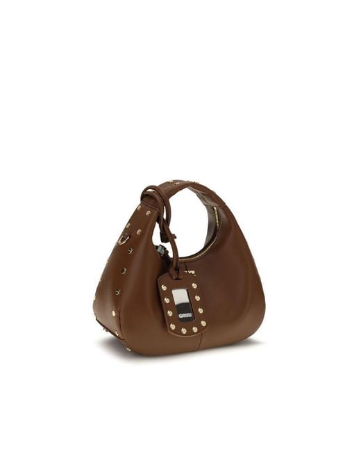 Ganni Brown Recycled Leather Shoulder Bag
