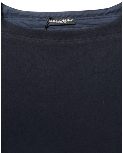 Dolce & Gabbana Blue Dark Logo Cotton Sweatshirt Sweater Clothing for men