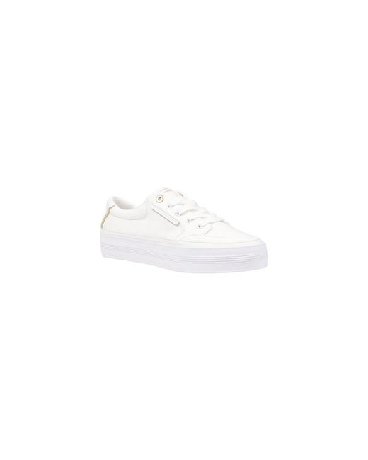 Tommy Hilfiger White Cream Recycled Cotton Low Top Sneakers