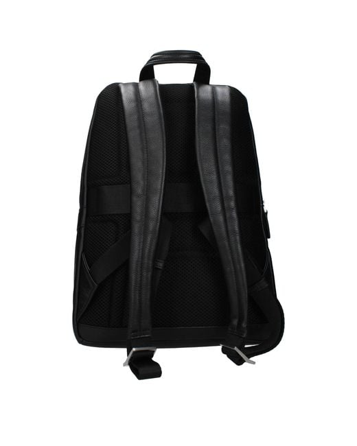 Piquadro Black Leather Backpack for men
