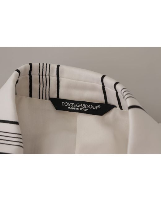 Dolce & Gabbana Gray Stripes Cotton Single Breasted Blazer for men