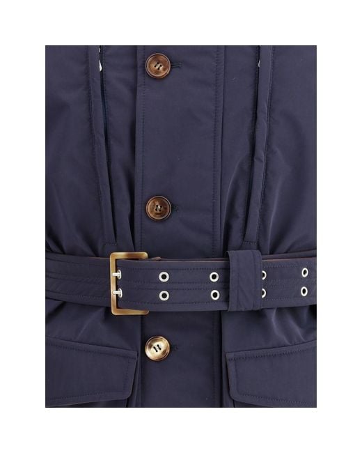 Brunello Cucinelli Blue Membraned Nylon Saharan Jacket for men
