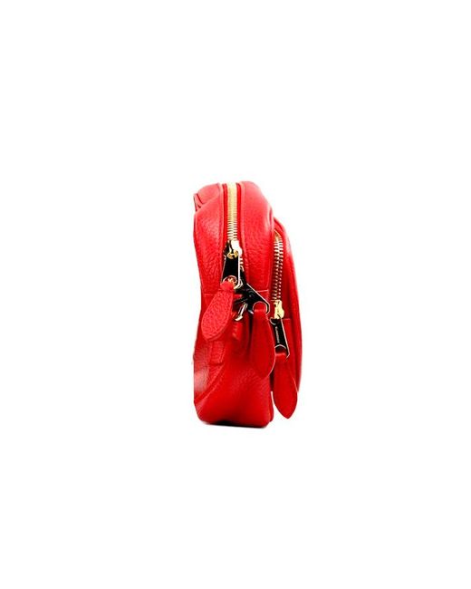 Burberry Red Small Branded Bright Grainy Leather Camera Crossbody Bag
