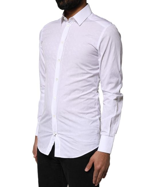 Dolce & Gabbana White Cotton Long Sleeves Dress Shirt for men