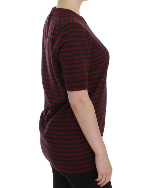 Dolce & Gabbana Red Cashmere Short Sleeve Sweater